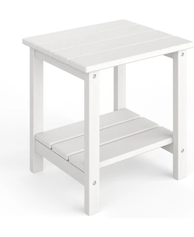 gaomon Outdoor Side Table, 18x15 inches , Hdpe 2-Tier Patio End Table, All-Weather Outdoor Table for Pool, Deck and Backyard