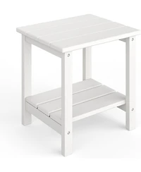 gaomon Outdoor Side Table, 18x15 inches , Hdpe 2-Tier Patio End Table, All-Weather Outdoor Table for Pool, Deck and Backyard
