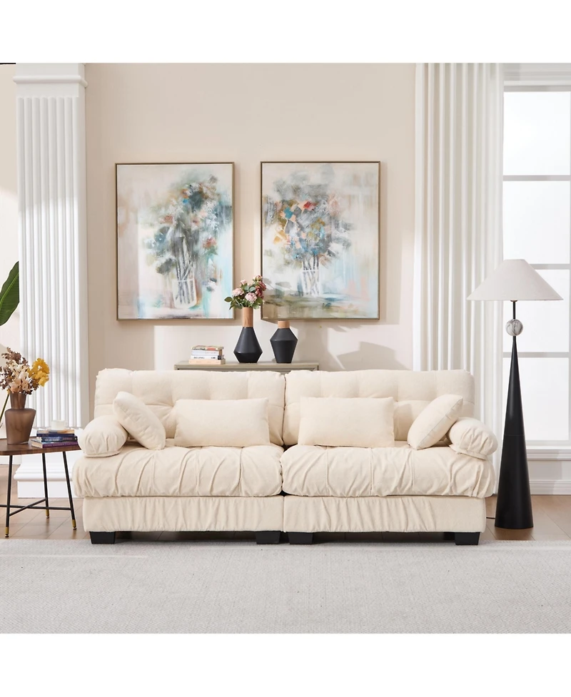 Clihome Modular Sectional Sofa, Deep Seat Cloud Couch with Plush Corduroy and Pillows