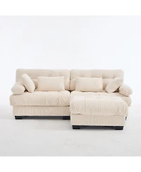 Clihome Modular Sectional Sofa Cloud Couch, Deep Seat L Shaped Couch with Ottoman,Comfy advanced flannelette Loveseat 4 Pillows
