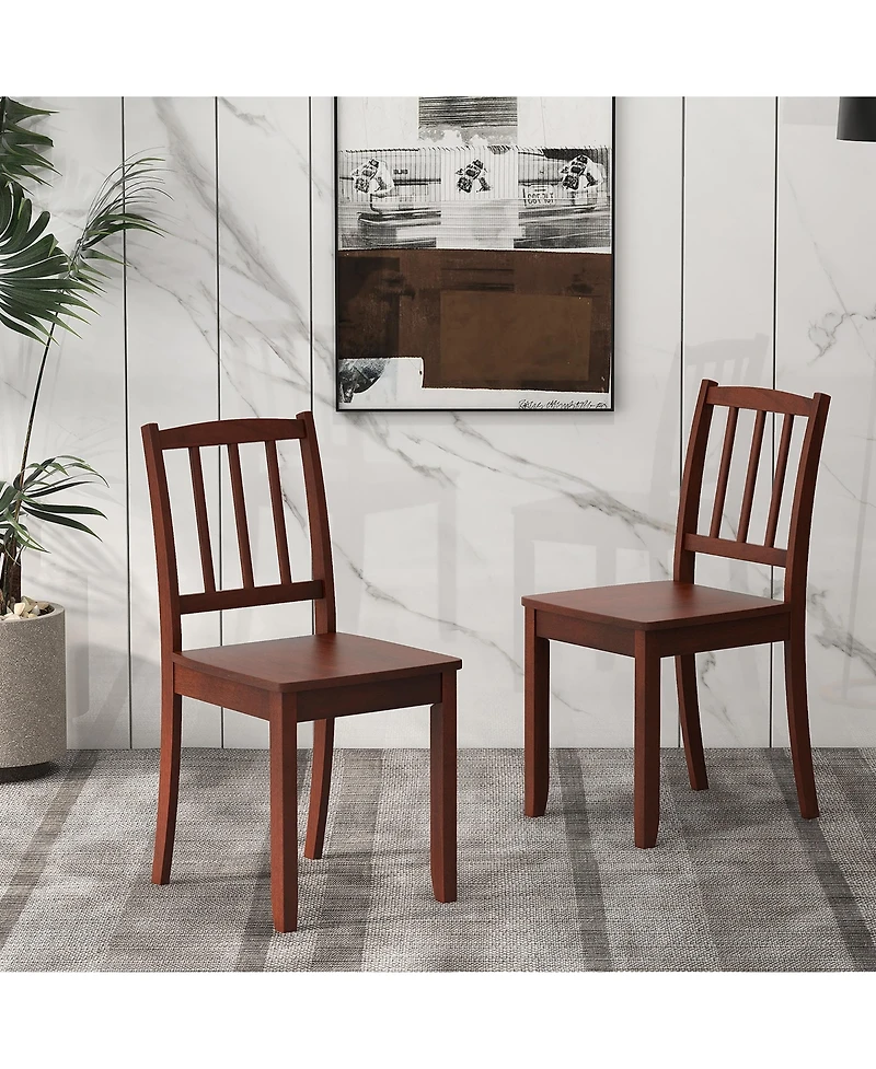 Gymax Wood Dining Chair Rubber Wood Legs Curved Backrest for Kitchen