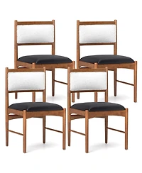 Gymax Wooden Dining Chair Set of 4 w/ Rubber Wood Frame Faux Leather Padded Seat