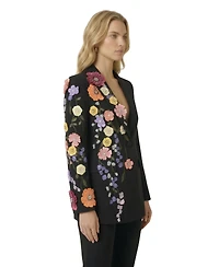 Modenaire Women's Floral Embroidered Notch-Lapel Blazer