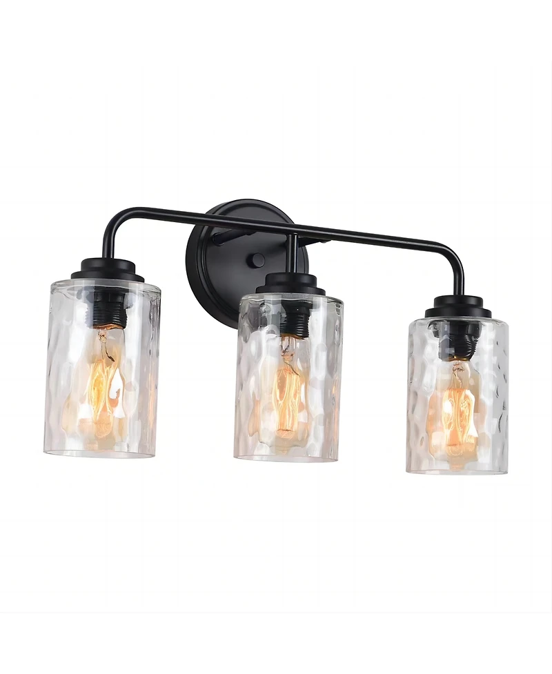 Midola 3-Light with Clear Glass Glacier Shade, Unique Hand-make Lampshade, Industrial Indoor Light Fixture for Living Room Bedroom Over Kitchen Sink