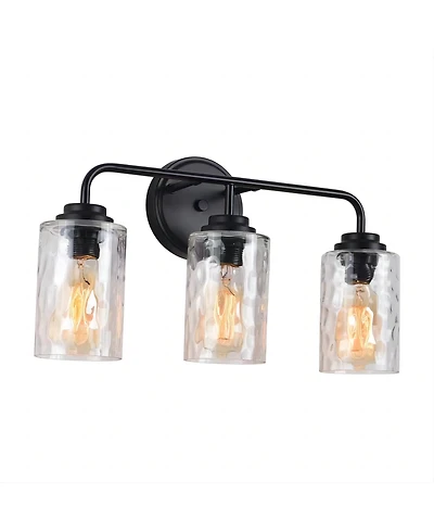 Midola 3-Light with Clear Glass Glacier Shade, Unique Hand-make Lampshade, Industrial Indoor Light Fixture for Living Room Bedroom Over Kitchen Sink