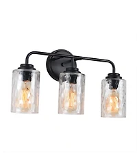 Midola 3-Light with Clear Glass Glacier Shade, Unique Hand-make Lampshade, Industrial Indoor Light Fixture for Living Room Bedroom Over Kitchen Sink