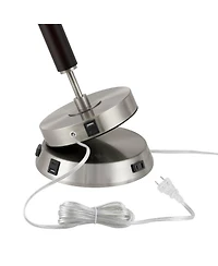 Possini Euro Design Louie Modern Table Lamp 28 1/2" Tall Mercury with Usb and Ac Power Outlet in Base Glass Drum Shade for Bedroom Living Room Bedside
