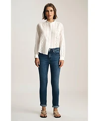 Mavi Jeans Women's Kathleen Mid Rise Boyfriend Dark Brushed Feather