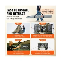 Sugift Pop Up Gazebo Tent 6 Sided Canopy Sun Shelter with Mosquito Netting Army Tone