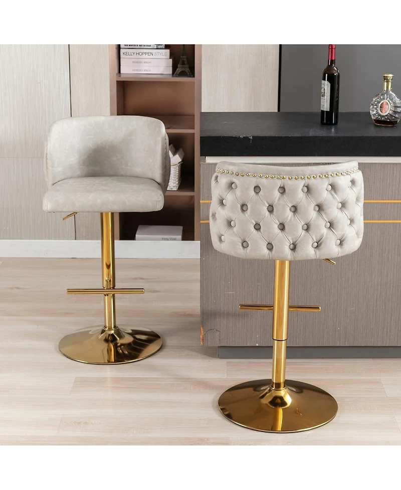 Rainsken Barstools Set of 2 - Modern Pu Leather Bar Stools