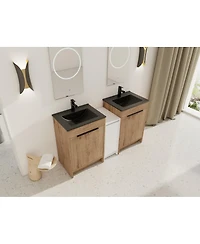 Sillysis Freestanding Double Bathroom Vanity Set with Ceramic Sinks, Plywood Cabinets, Center Storage for Modern Bathrooms