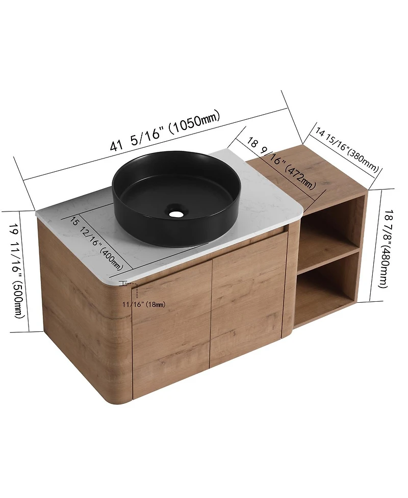 Sillysis Wall Mounted Bathroom Vanity with Ceramic Vessel Sink