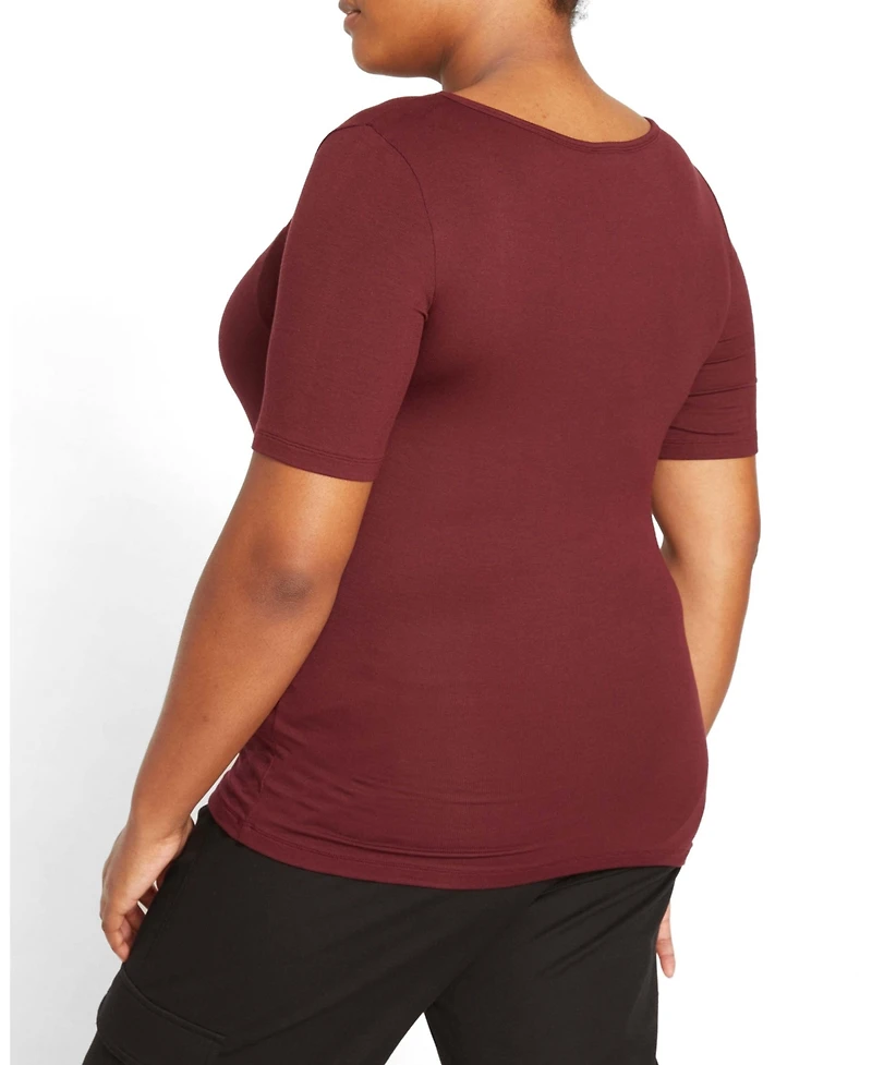 Universal Standard Women's Plus Cloud Rib Short Sleeve Square Neck Tee