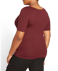 Universal Standard Women's Plus Cloud Rib Short Sleeve Square Neck Tee