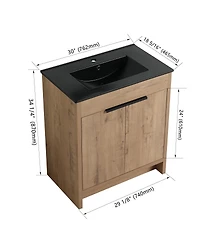 Sillysis Freestanding Bathroom Vanity with Ceramic Sink, Plywood Cabinet and Adjustable Shelf for Modern Bathrooms