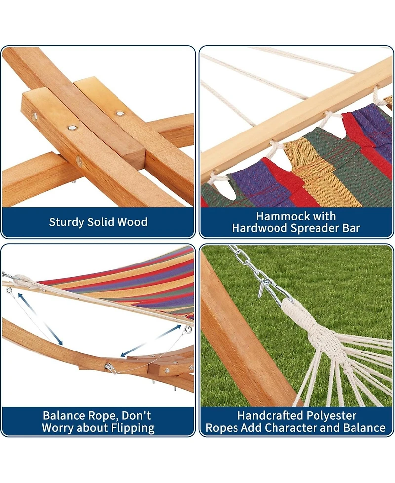 gaomon Wood Hammock Stand Only, Max 475 Lbs, Heavy Duty Weatherproof Wood Hammock Stand for Outdoor, Indoor, Garden, Patio, Backyard