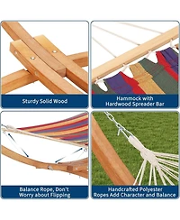 gaomon Wood Hammock Stand Only, Max 475 Lbs, Heavy Duty Weatherproof Wood Hammock Stand for Outdoor, Indoor, Garden, Patio, Backyard