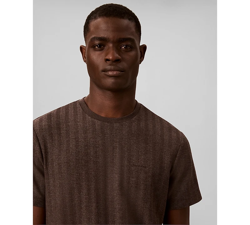 Calvin Klein Men's Vertical Stripe Textured Crewneck T-Shirt