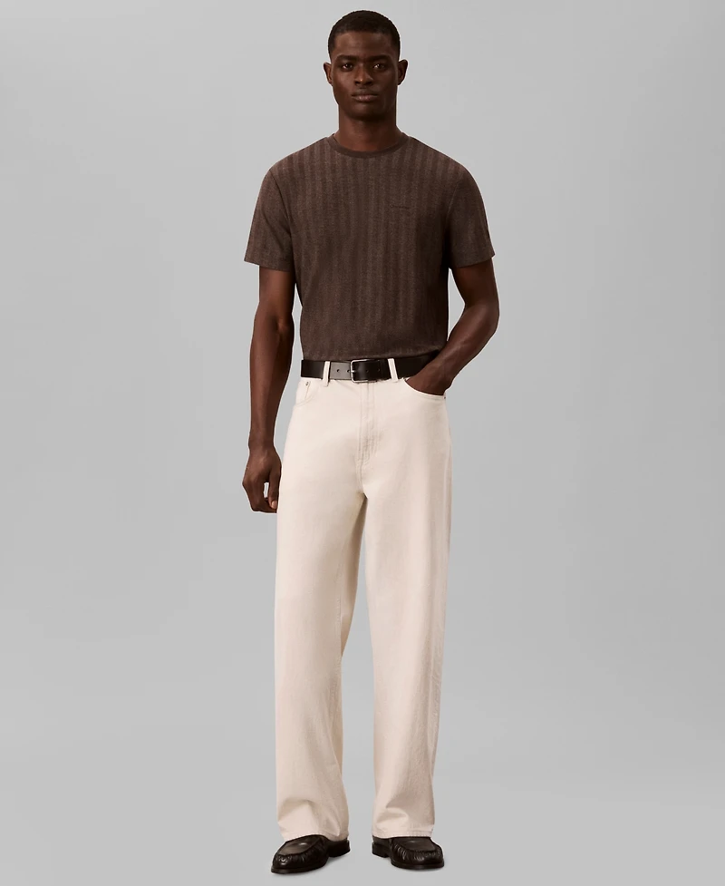 Calvin Klein Men's Vertical Stripe Textured Crewneck T-Shirt