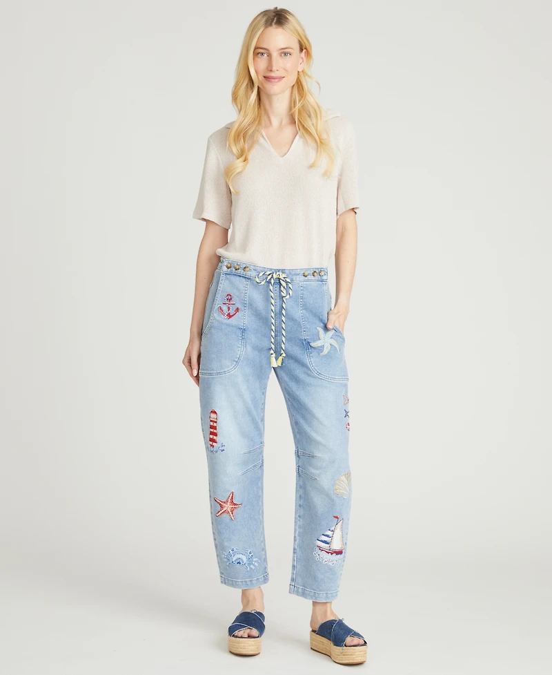 Driftwood Women's Twyla Going Coastal Wide-Leg Barrel Jeans