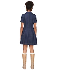 Avec Les Filles Women's Red Fit-and-Flare Collared Mini Dress