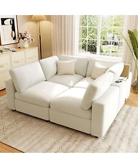 Streamdale U-style 133.5'' Modular Sectional Sofa with Storage Usb Wireless Charge and Speaker