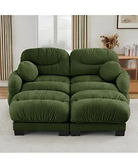 Streamdale Furniture Pleated Chenille 2-Seater Modular Sofa with 2 Ottomans and Pillows