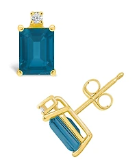 London Blue Topaz (1-3/8 ct. t.w.) and Diamond Accent Stud Earrings 14K Yellow Gold or White