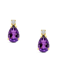 Amethyst (3/4 ct.t.w) and Diamond Accent Stud Earrings in 14K Yellow Gold