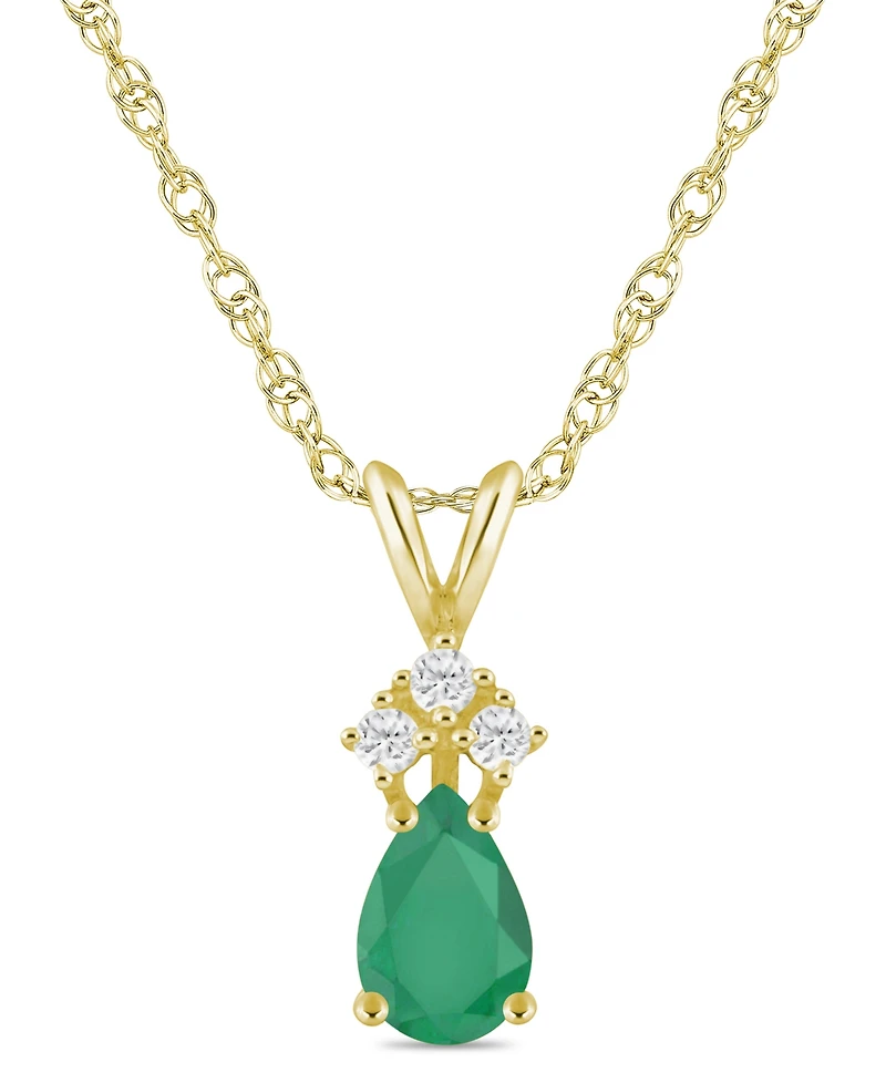 Ruby (1/2 ct. t.w.) and Diamond Accent Pendant Necklace 14k Yellow Gold (Also Sapphire & Emerald)