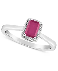 Sapphire (5/8 ct. t.w.) and Diamond Accent Ring Sterling Silver (Also Ruby