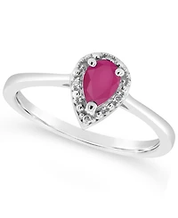 Sapphire (3/8 ct. t.w.) and Diamond Accent Ring Sterling Silver (Also Ruby)