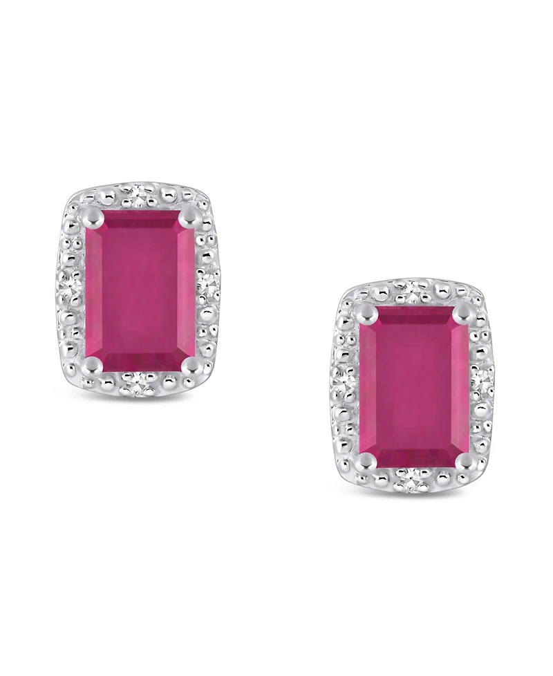 Ruby (1-1/3 ct. t.w.) and Diamond Accent Stud Earrings in Sterling Silver