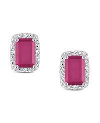 Ruby (1-1/3 ct. t.w.) and Diamond Accent Stud Earrings in Sterling Silver