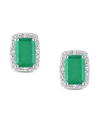 Emerald (1-1/3 ct. t.w.) and Diamond Accent Stud Earrings in Sterling Silver