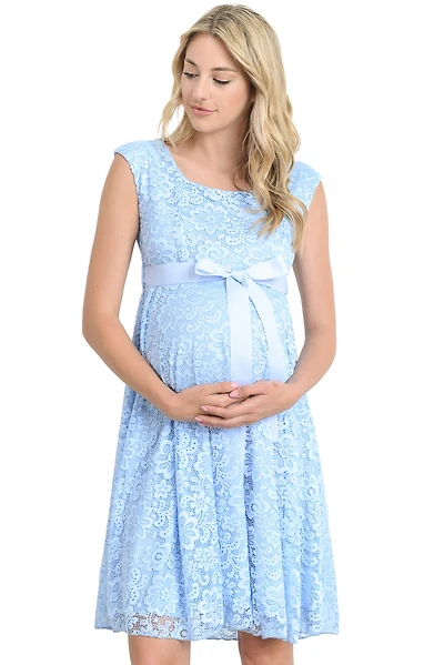 Hello Miz Women's Maternity Lace A-Line Dress with Scoop Neck