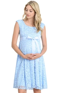 Hello Miz Women's Maternity Lace A-Line Dress with Scoop Neck