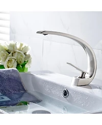Midola Brushed Nickel Bathroom Faucet,Faucet for Bathroom Sink, Single Hole Bathroom Faucet Modern Single Handle Vanity Basin Faucet