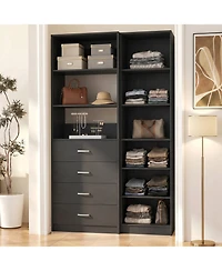 Aheaplus Closet Cabinet with 5 Shelves, Open Storage Small-Space
