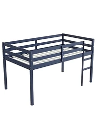 Sailvan Solid Wooden, Rubber Wooden Twin Loft Bed with Ladder, Platform of Strengthened Slats