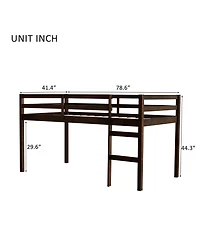 Sailvan Solid Wooden, Rubber Wooden Twin Loft Bed with Ladder, Platform of Strengthened Slats