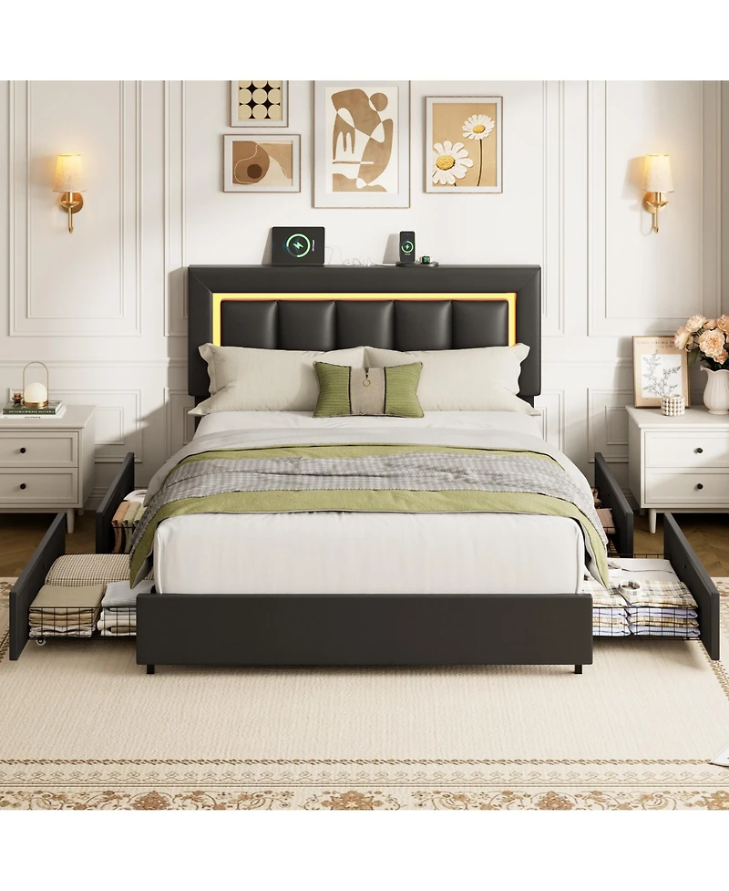 gaomon Bed Frame with 4 Drawers