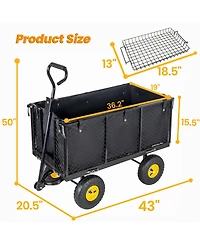 Streamdale Furniture 3-in-1 Oversized Steel Garden Cart 880lbs Capacity Utility Cart with Liner