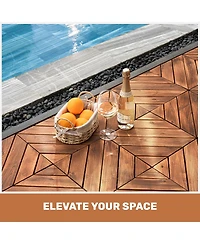 Streamdale Furniture Acacia Wood Interlocking Deck Tiles - Waterproof Outdoor Flooring