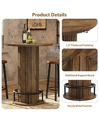 gaomon Round Bar Table, for Dining Coffee Cocktail Living Room, Small Space