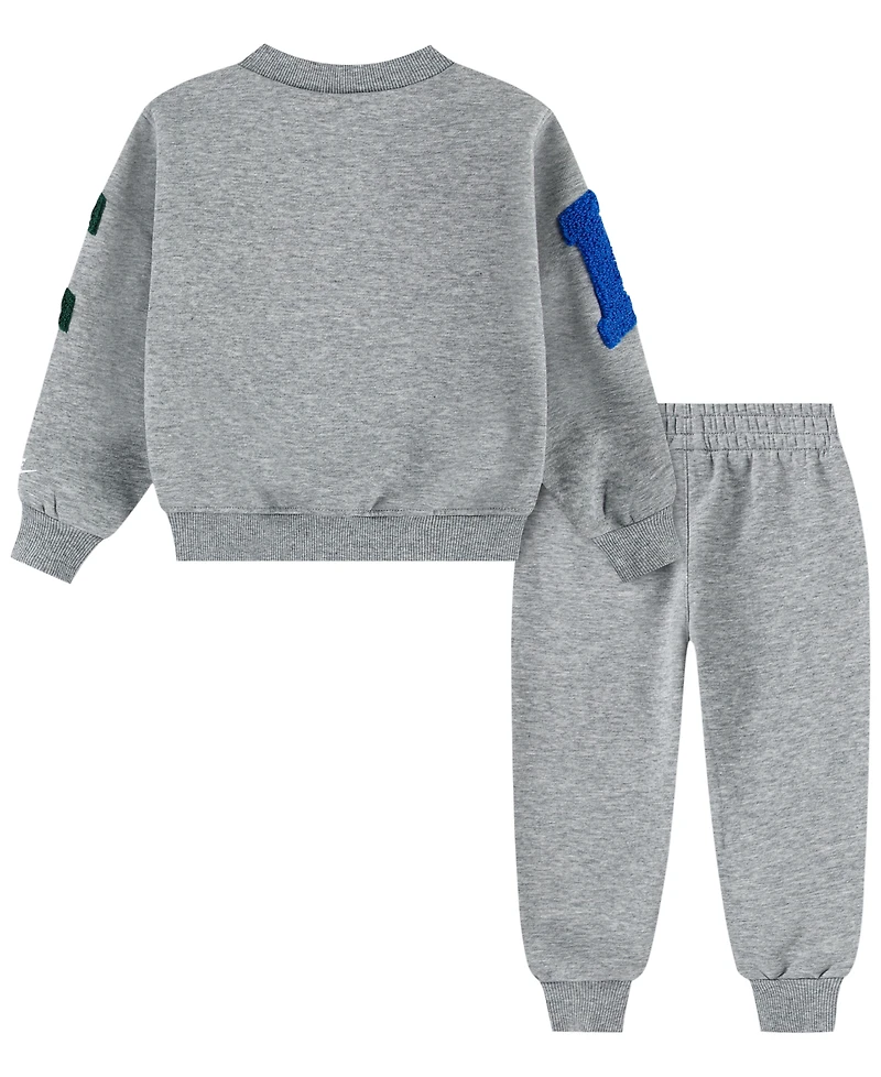 Nike Boys' 4-7 Fleece Crew Sweatshirt and Joggers, 2-Piece Set