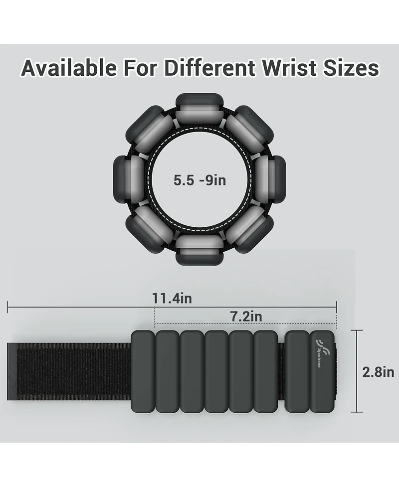 Sportneer Adjustable Wrist Ankle Weights for Women Men 1 Pair lb or 2 Each Silicone Bangles Yoga Dance Pilates Cardio Aerobics Pool Jogging