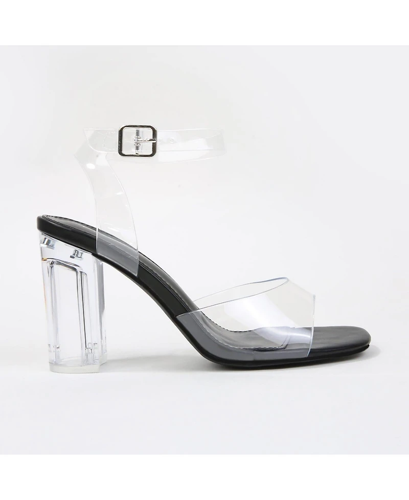Berness Women's Navi Clear Strap and Block Heel Sandals