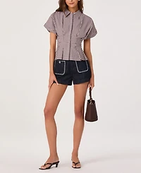 Astr the Label Women's Collared Short-Sleeve Top