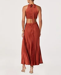 Astr the Label Women's Halter Neck Pleated Midi Dress